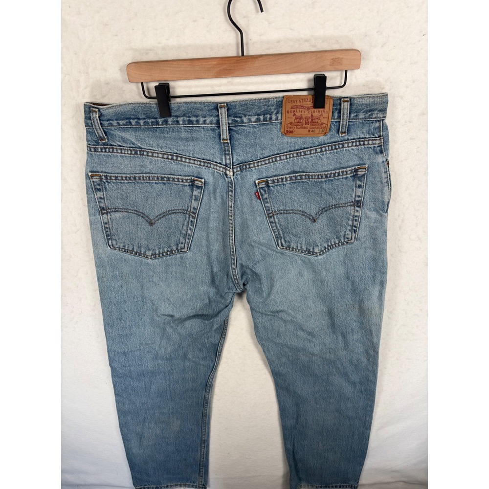 Vintage Levis 505 Regular Fit Straight Leg Jeans Light Wash Denim 40x32 Canada - Picture 6 of 11